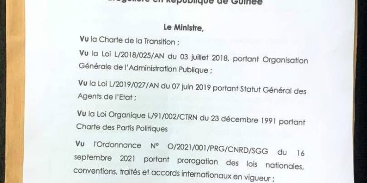 Suspension du RPG, de l’UFDG et du PRP : les motifs avancés par le MATD et les conséquences pour les partis