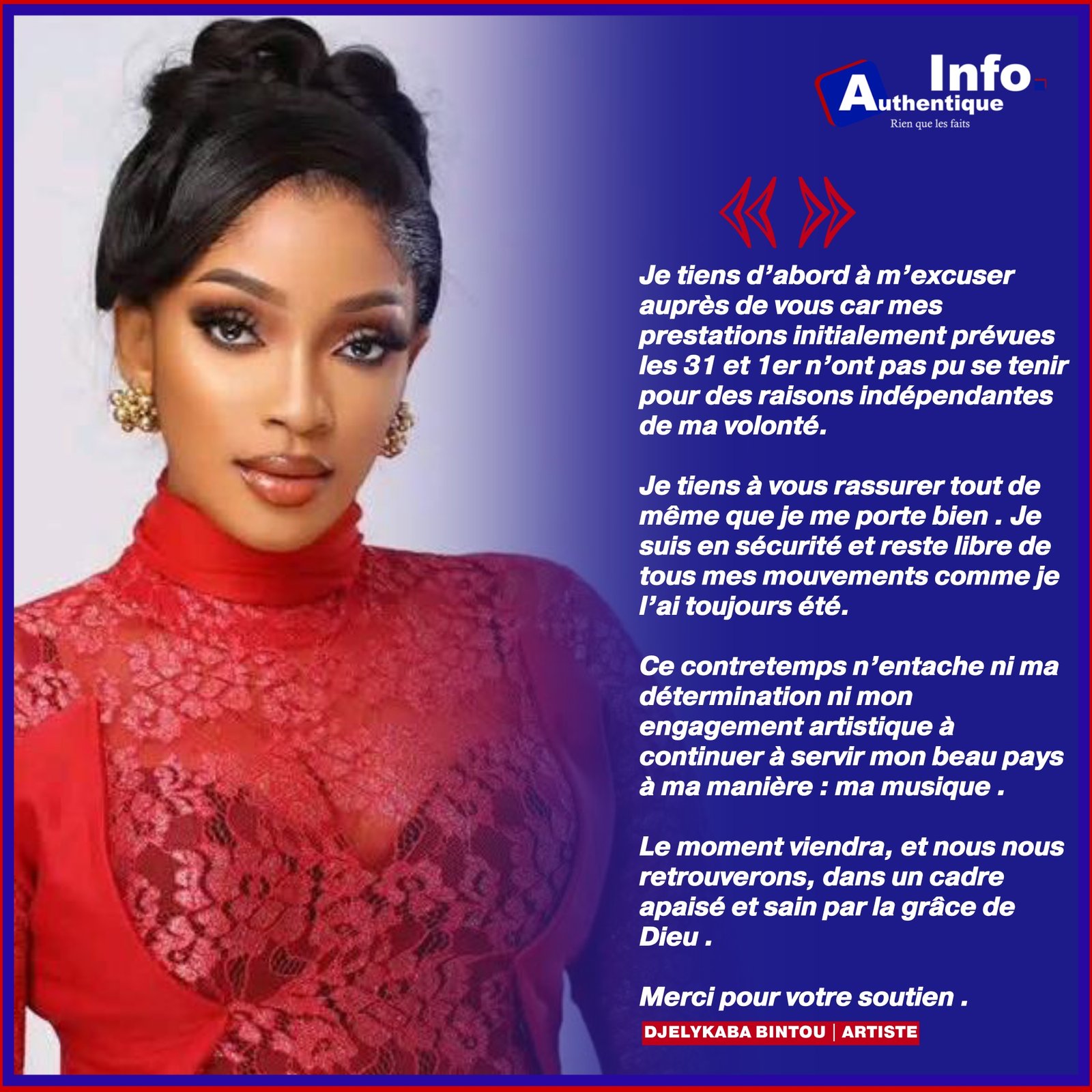 Djelykaba Bintou sur sa page Facebook